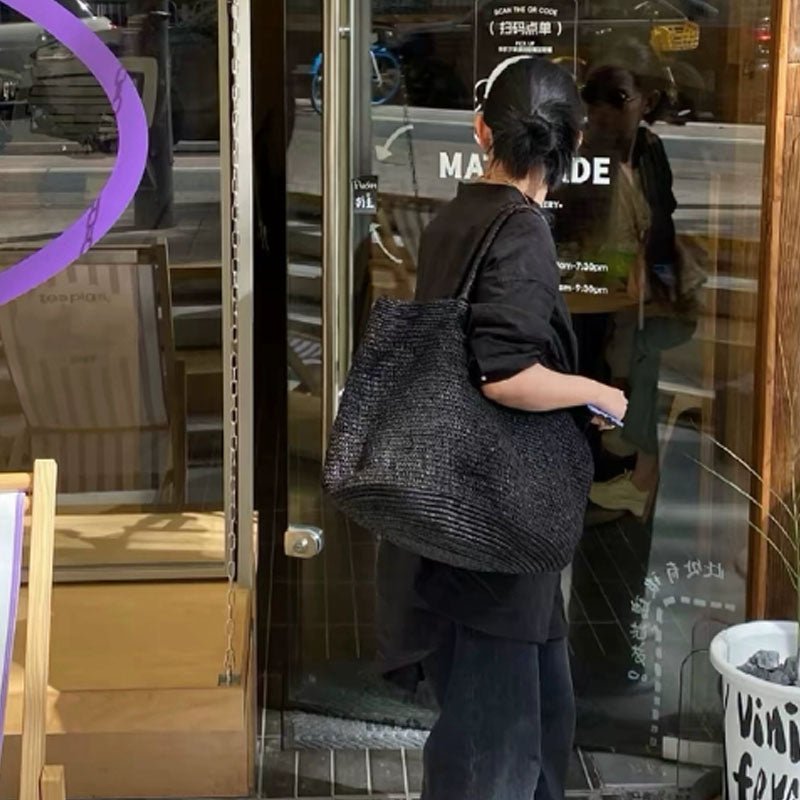 Sophia håndvævet rattan-shopper