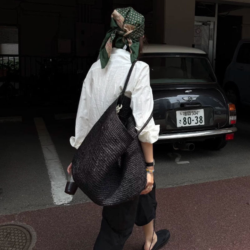 Sophia håndvævet rattan-shopper