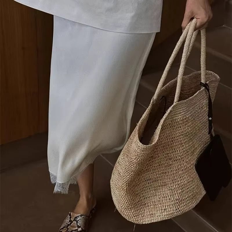 Sophia håndvævet rattan-shopper