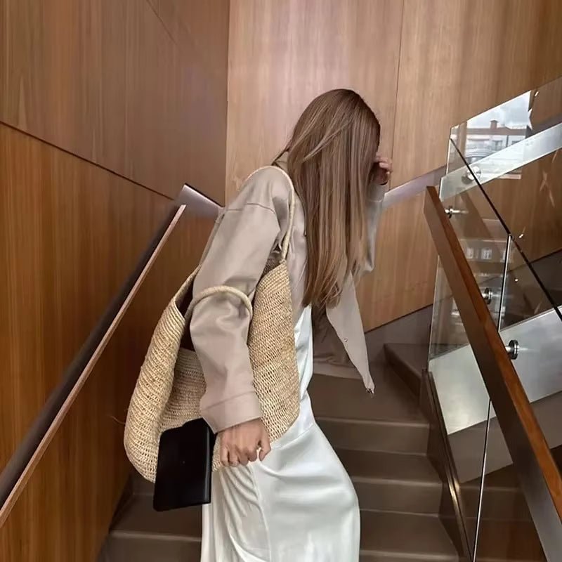 Sophia håndvævet rattan-shopper