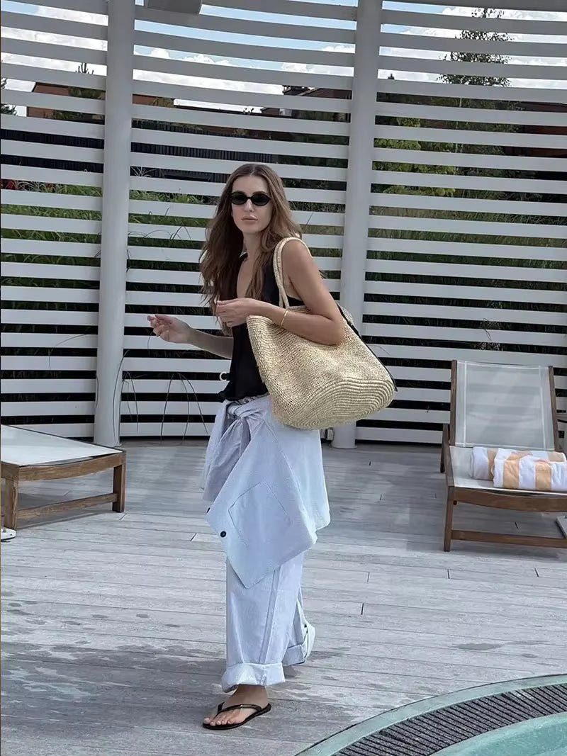 Sophia håndvævet rattan-shopper