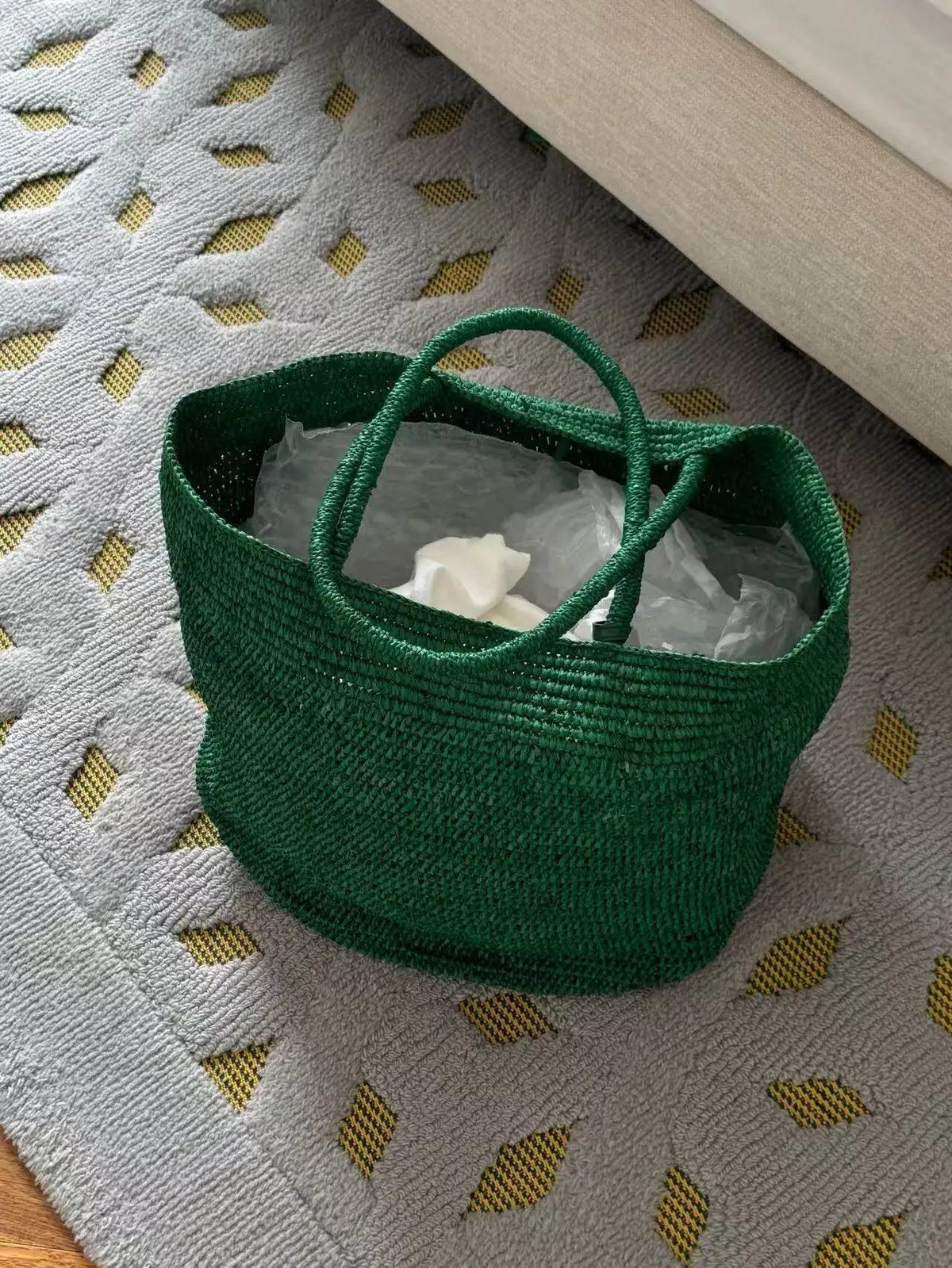 Sophia håndvævet rattan-shopper