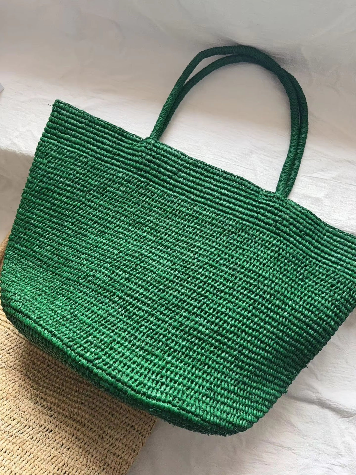 Sophia håndvævet rattan-shopper