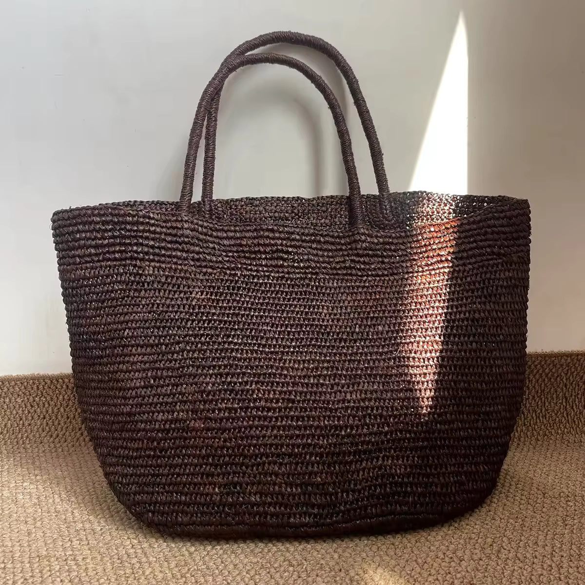 Sophia håndvævet rattan-shopper