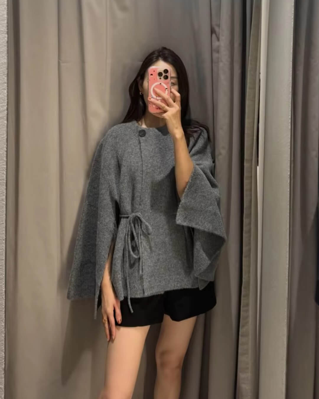 Suzette cardigan med slids og flagermusærmer