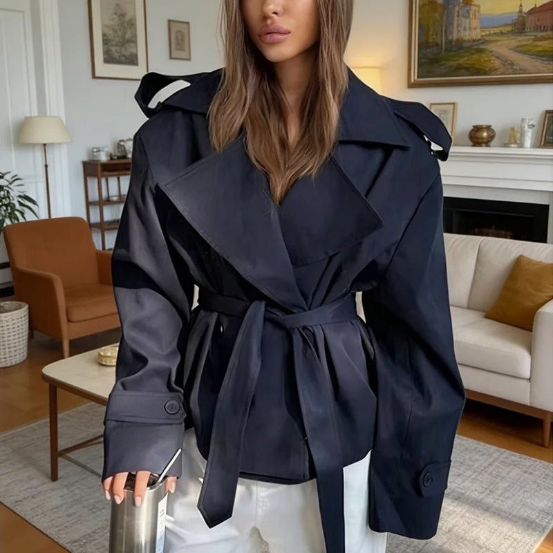 Tara Lace Up Cropped Trench Coat