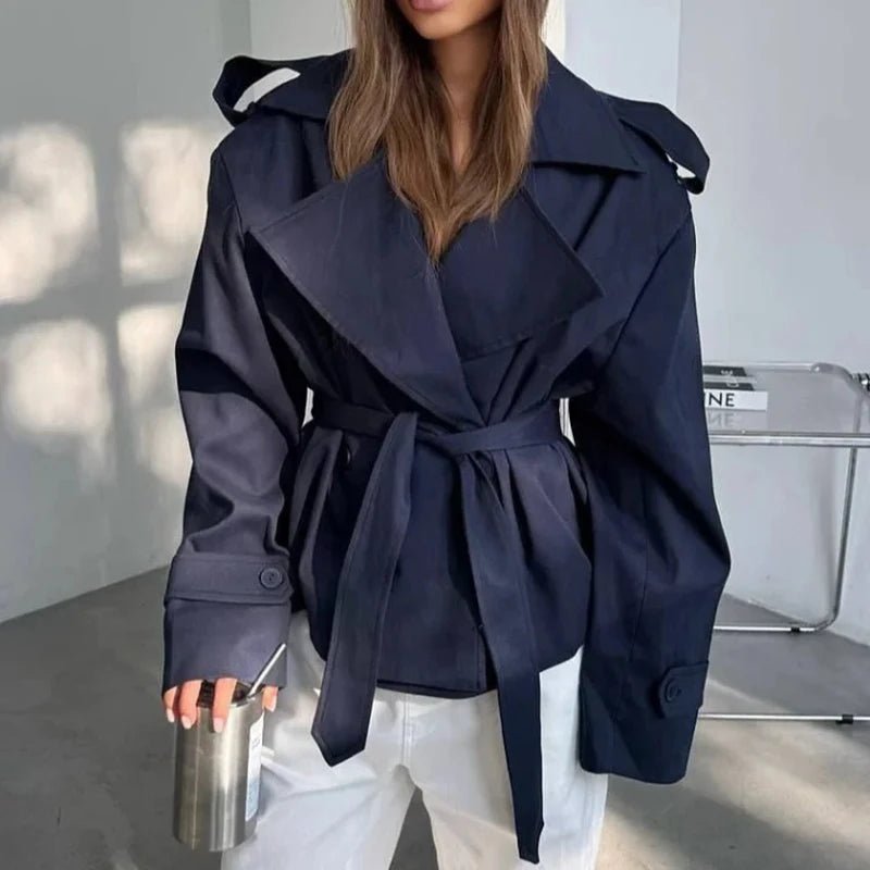 Tara Lace Up Cropped Trench Coat