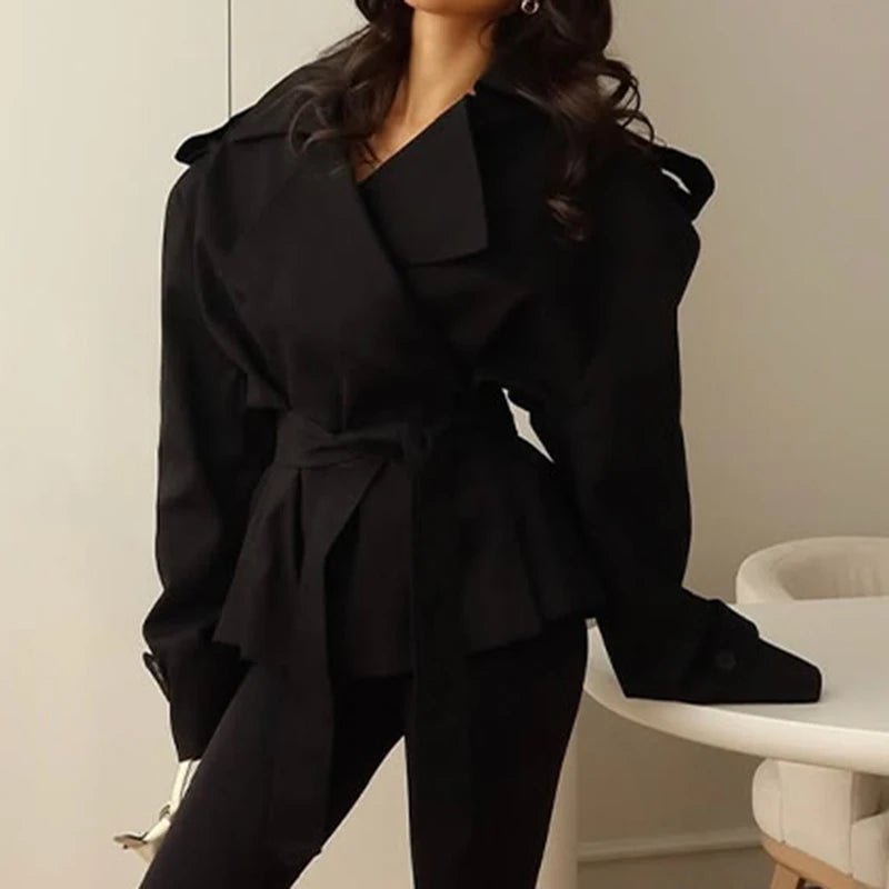 Tara Lace Up Cropped Trench Coat