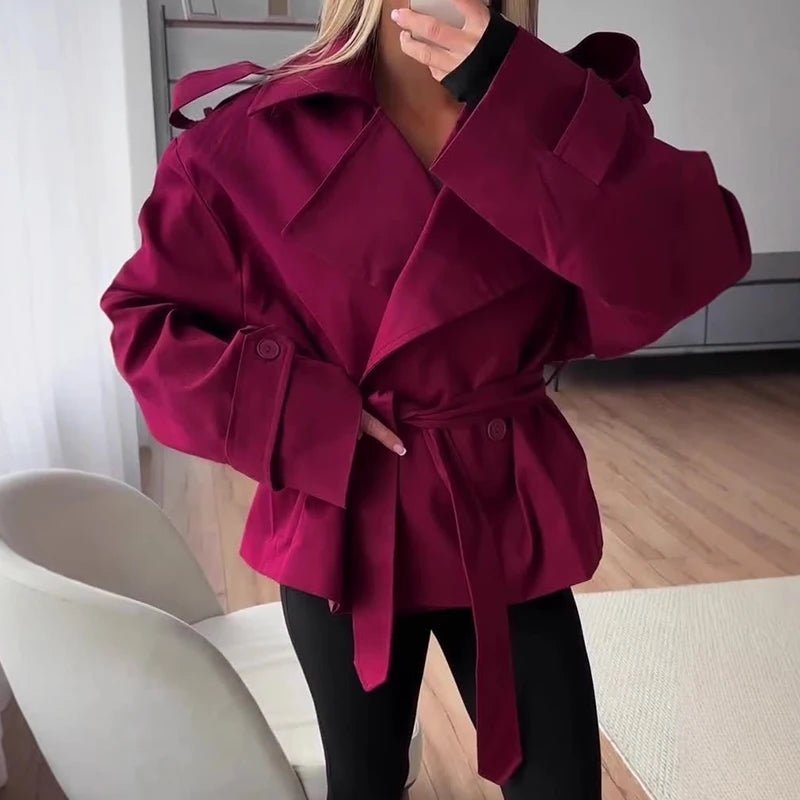 Tara Lace Up Cropped Trench Coat