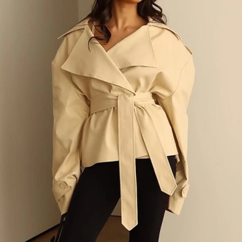 Tara Lace Up Cropped Trench Coat