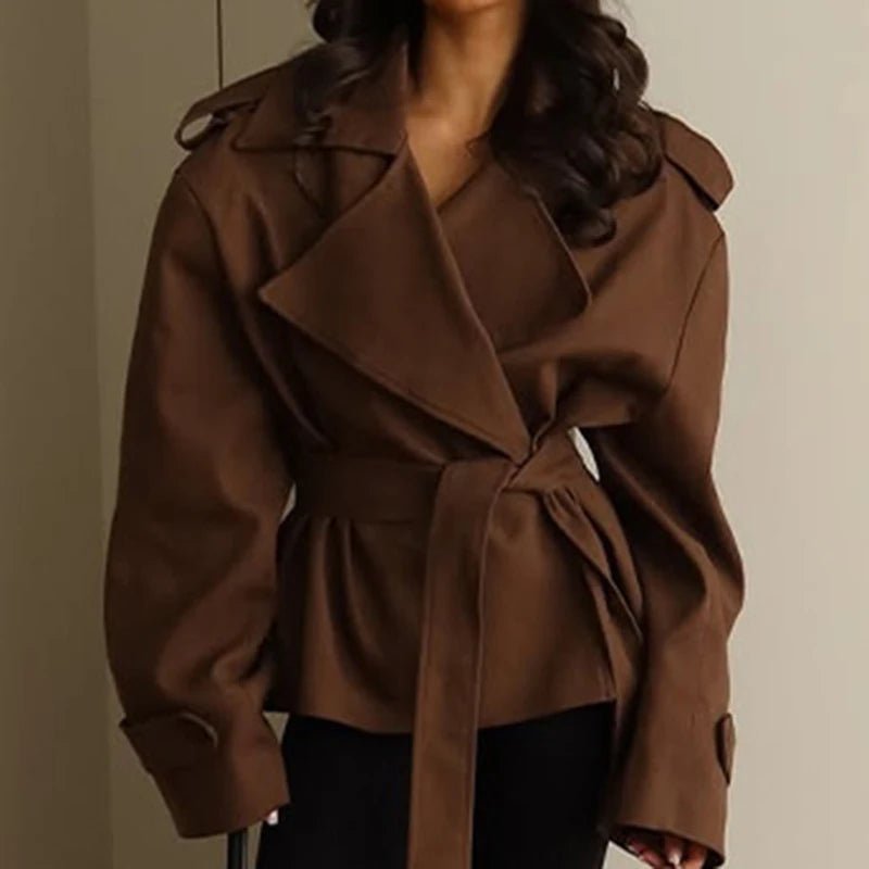 Tara Lace Up Cropped Trench Coat
