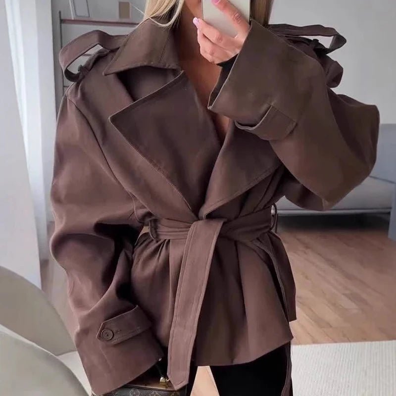 Tara Lace Up Cropped Trench Coat