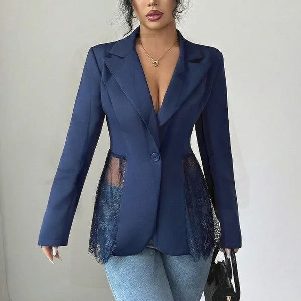 Taylor figursyet blazer med blondepanel