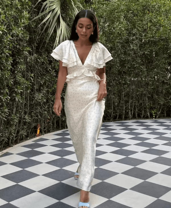 Taylor Ruffle Sleeves Midi Dress