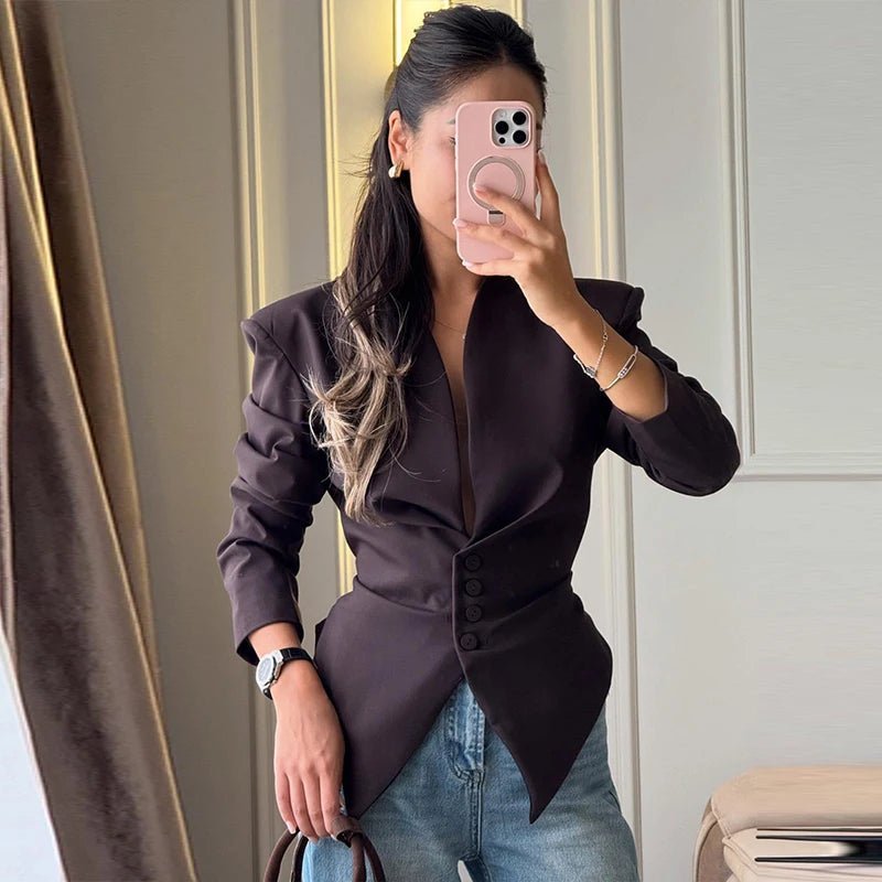 Tricia Structured Shoulder Cinched Blazer
