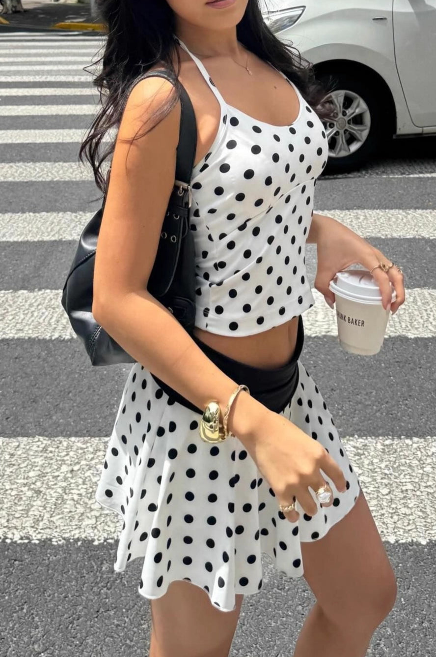 Verity prikket cropped sæt med halterneck