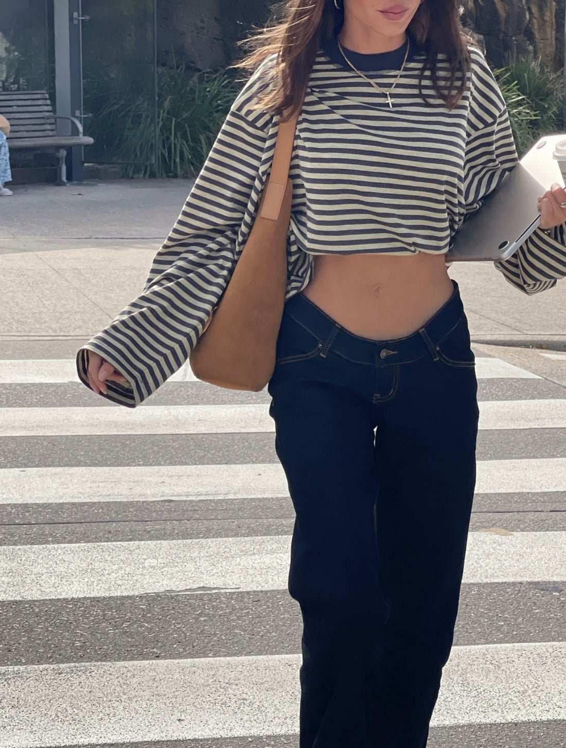 Vivien oversized striksweater med striber