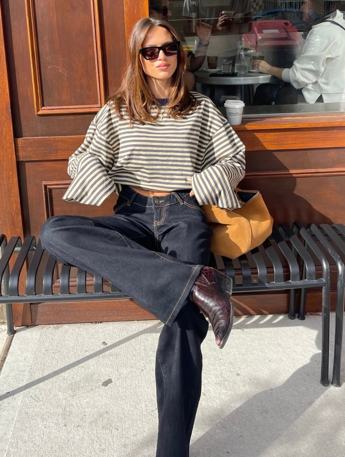 Vivien oversized striksweater med striber