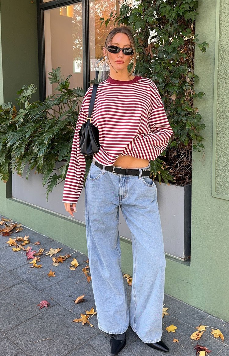 Vivien oversized striksweater med striber