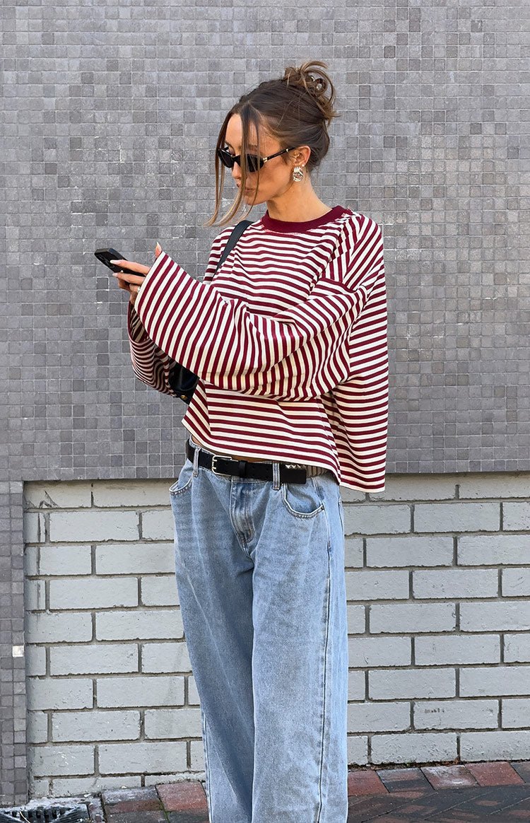Vivien oversized striksweater med striber