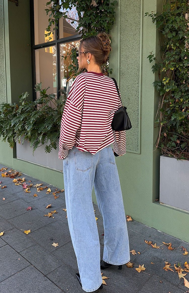 Vivien oversized striksweater med striber
