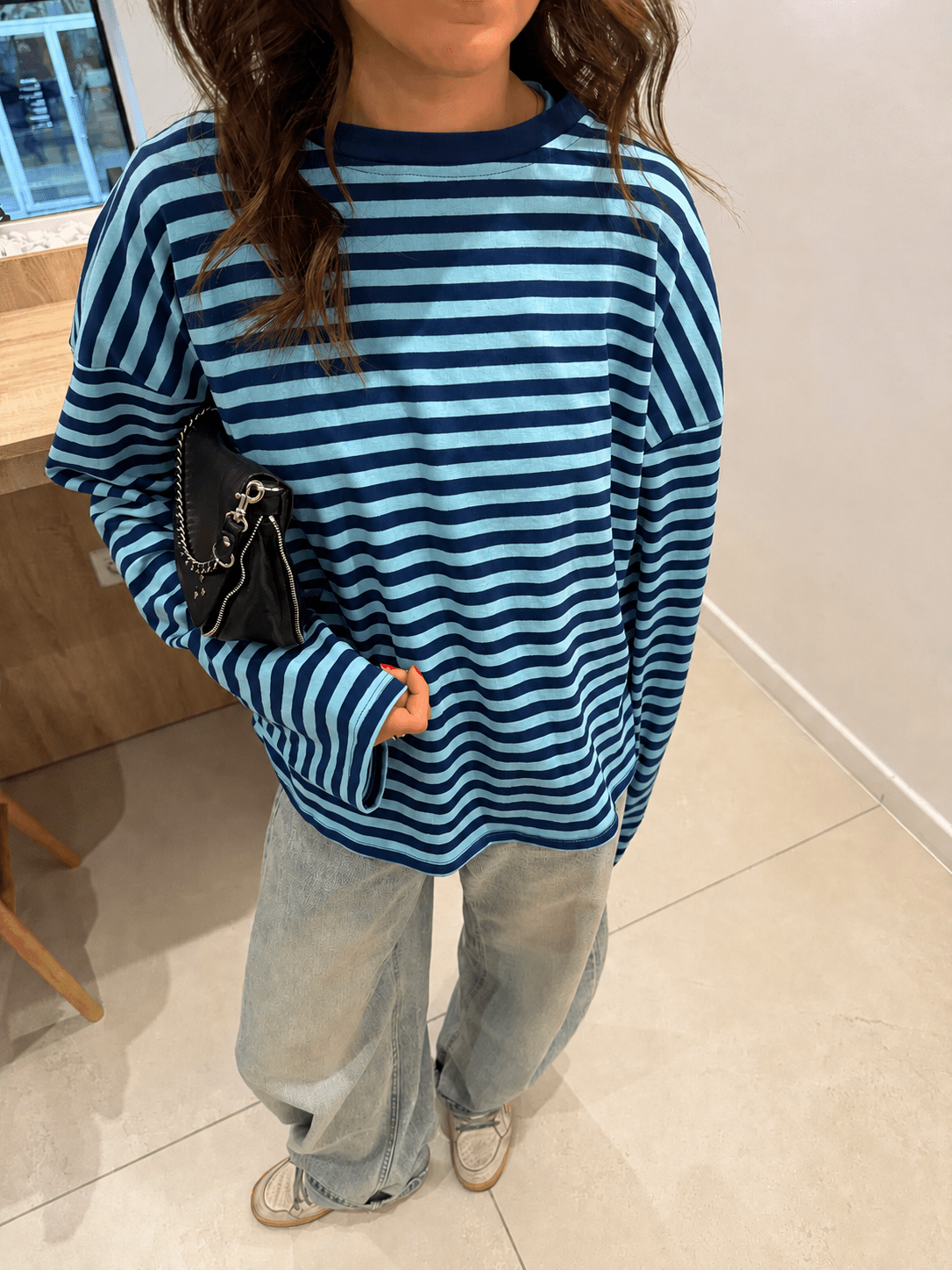 Vivien oversized striksweater med striber