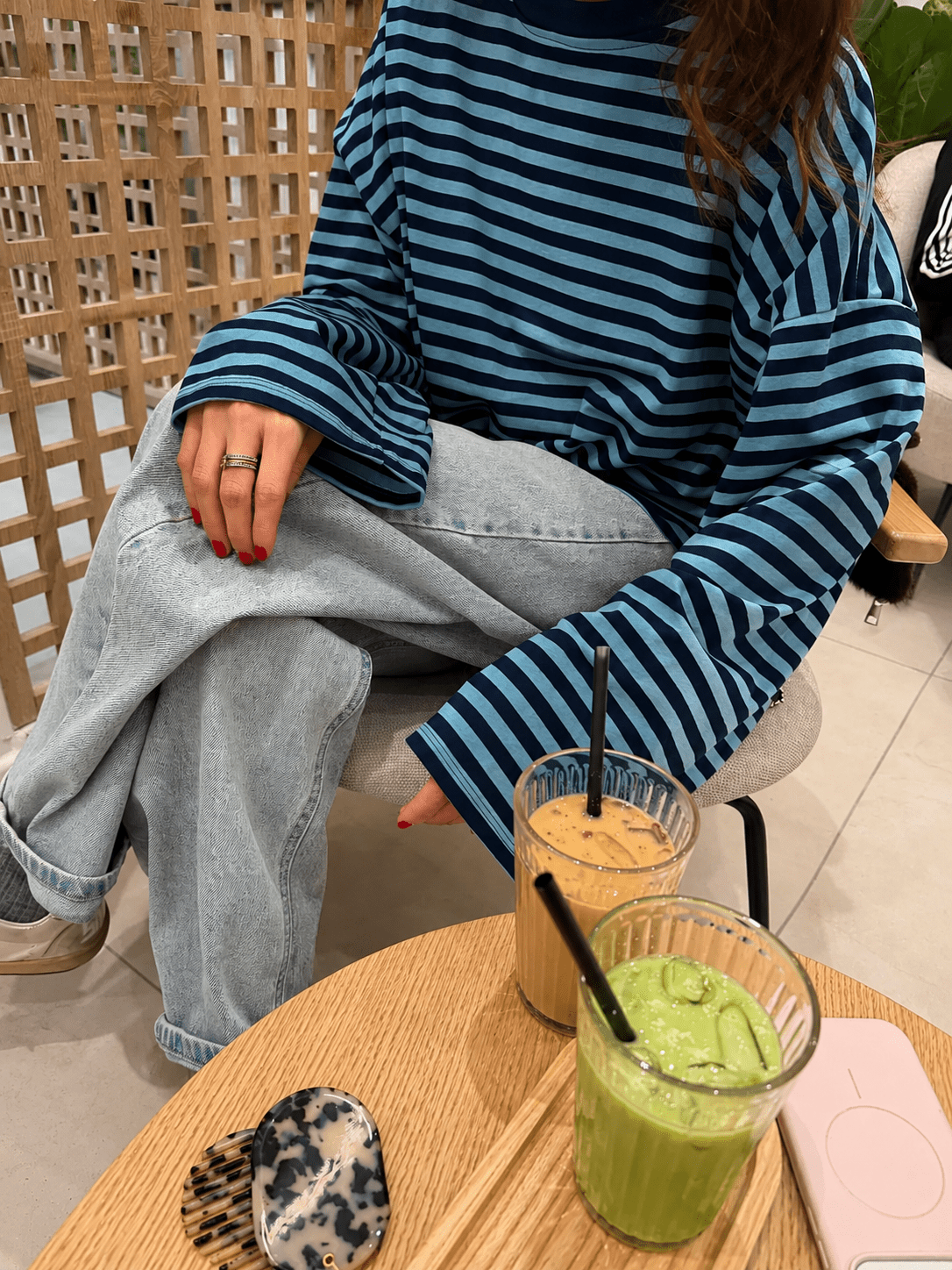 Vivien oversized striksweater med striber