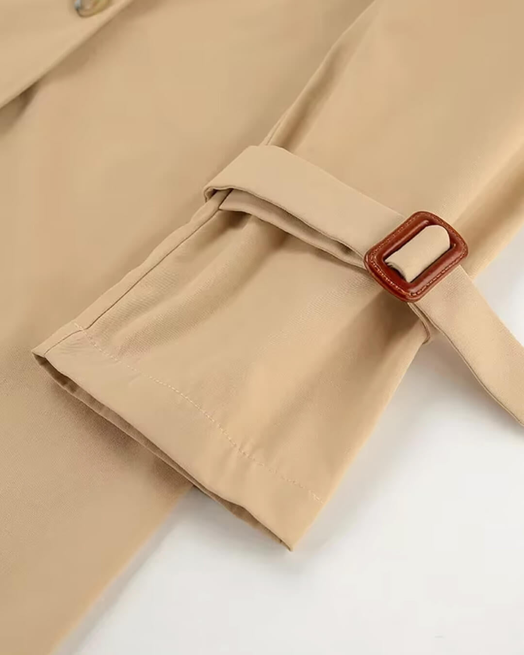 Vera Double-Breasted Trench Coat in beige – detail